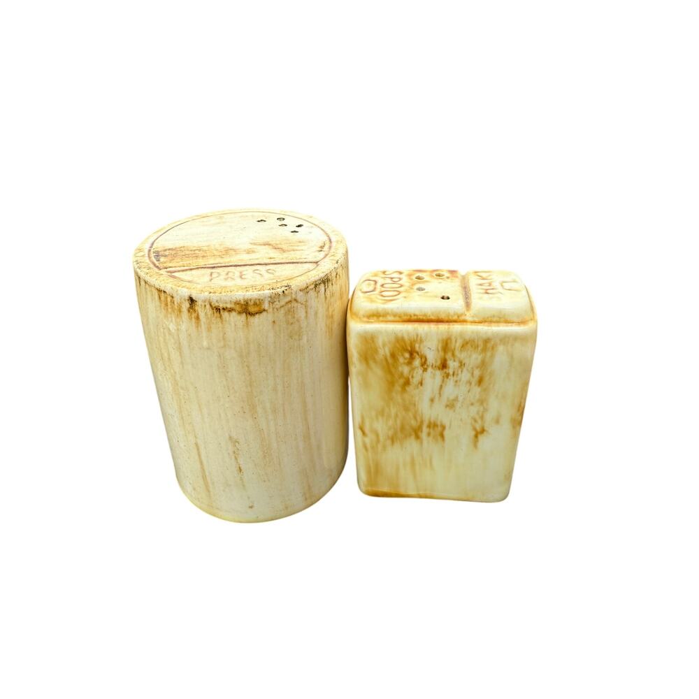 🧂 McCoy Pottery USA Salt & Pepper Shakers Rustic Mid Century Kitchen - Picture 5 of 5